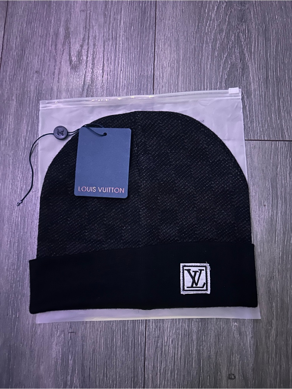 Source Unknown Black Louis Vuitton Beanie Hat